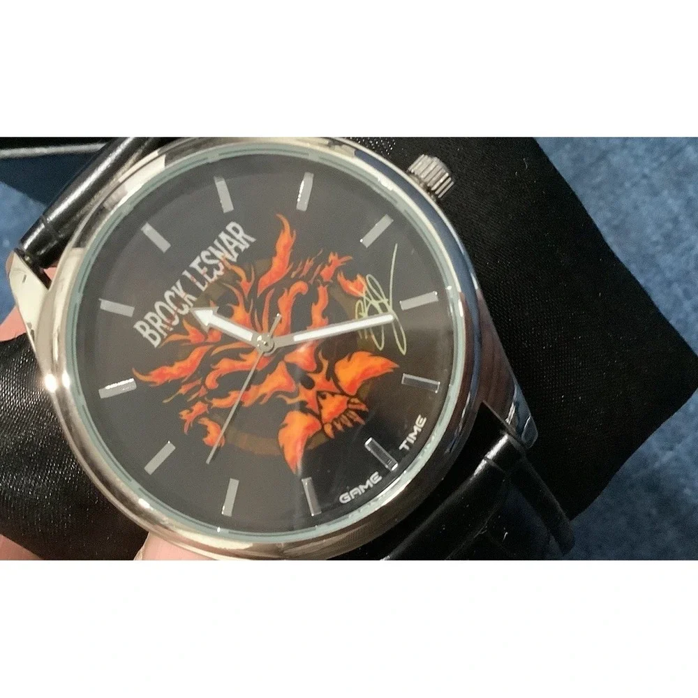 WWE Brock Lesnar Watch Men's Size Black Leather Band Game Time New